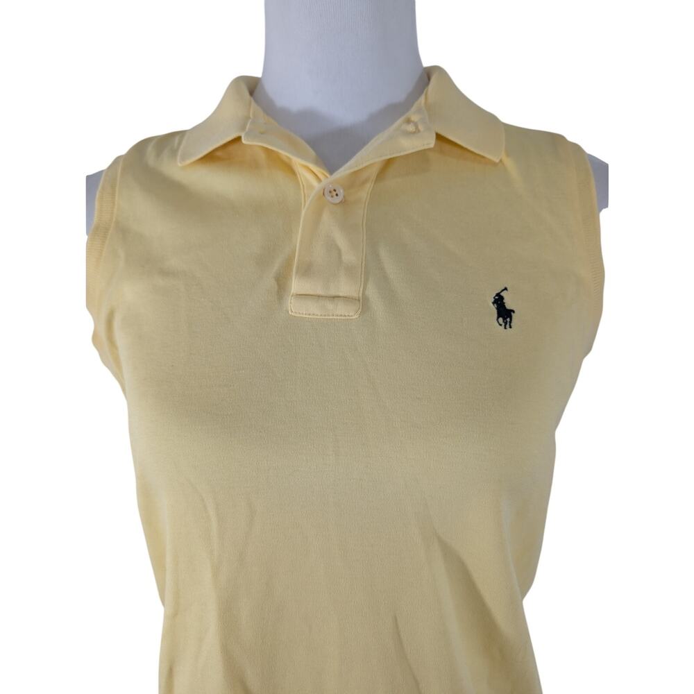 RALPH LAUREN SPORT! LEMON YELLOW CLASSIC SLEEVELESS 3 BUTTON LOGO TOP, SHIRT! S - Picture 3 of 11